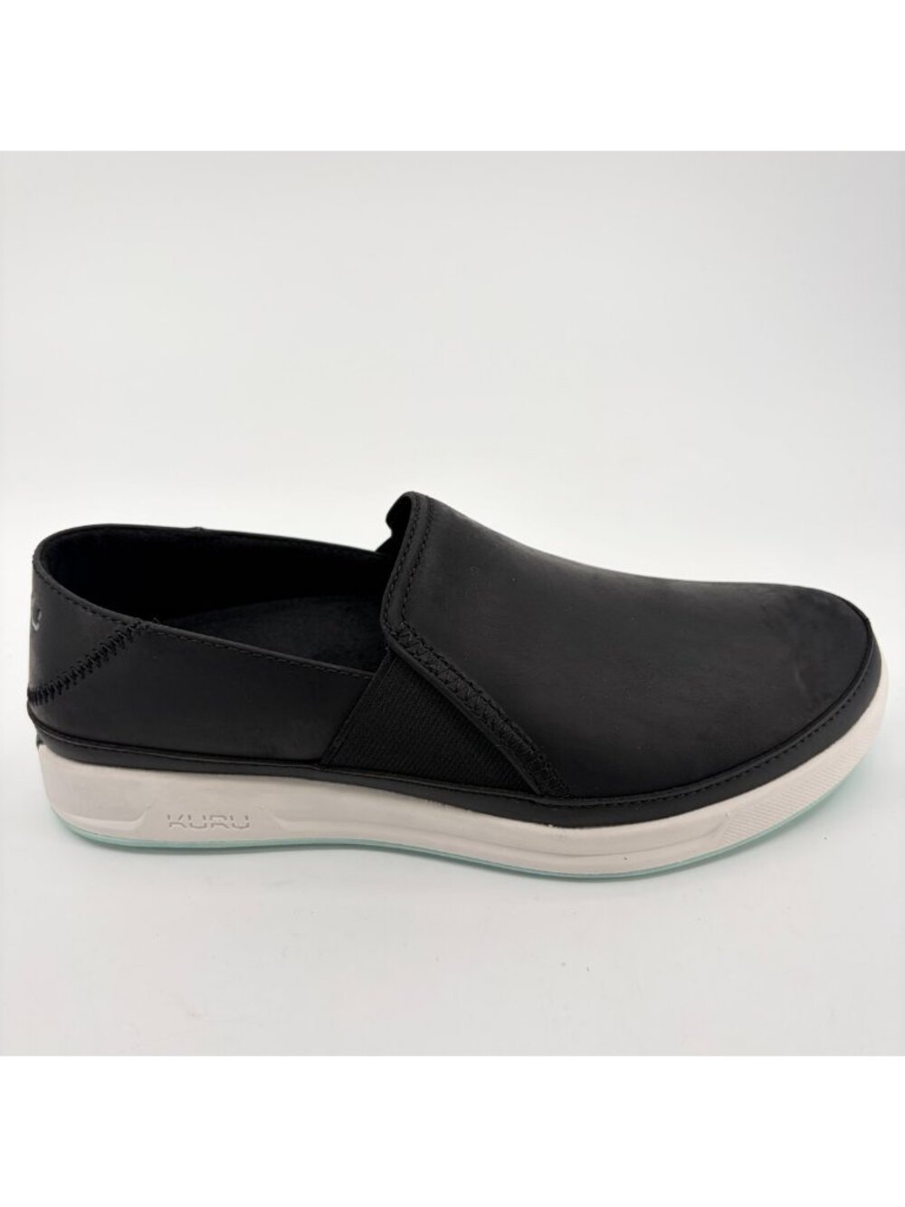 Kuru Roam Atla Womens Size 8 Black White Casual Walking Leather Slip-On Shoes